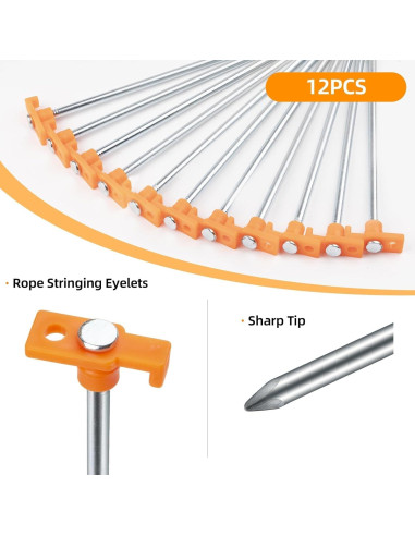 12 Estacas de Camping AVOFOREST 18 cm Antioxidante Naranja