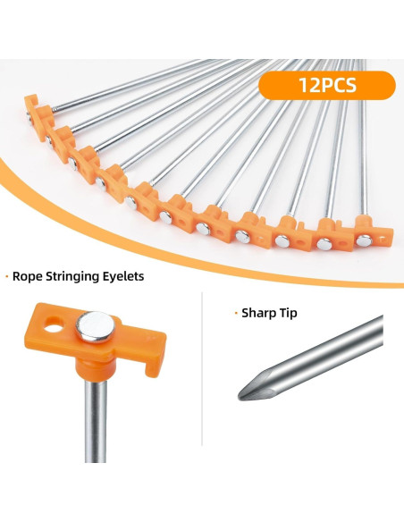12 Estacas de Camping AVOFOREST 18 cm Antioxidante Naranja