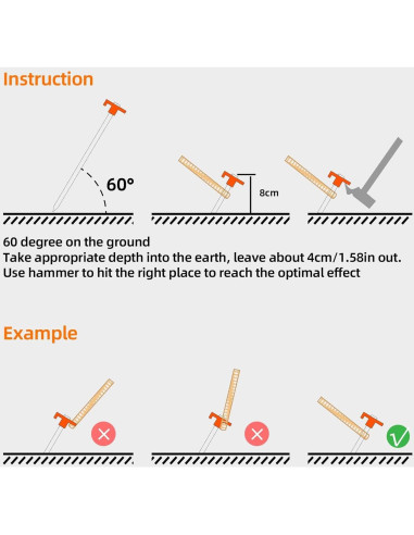 12 Estacas de Camping AVOFOREST 18 cm Antioxidante Naranja