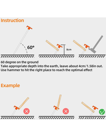 12 Estacas de Camping AVOFOREST 18 cm Antioxidante Naranja