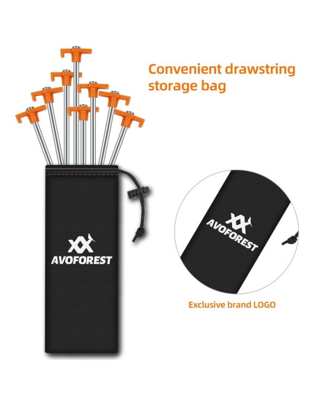 12 Estacas de Camping AVOFOREST 18 cm Antioxidante Naranja