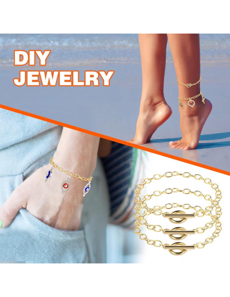 12 Pulseras de Cadena Prasacco para Joyería en Oro - DIY 12 Pulseras de Cadena Prasacco para Joyería en Oro - DIY