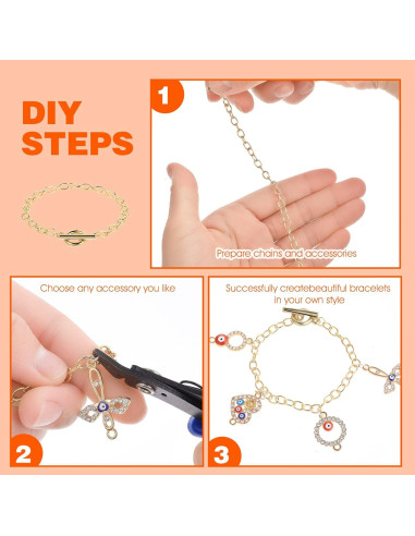 12 Pulseras de Cadena Prasacco para Joyería en Oro - DIY
