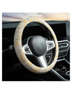 Cubierta de Volante Antideslizante Beige Bordado LAWHOWJIE 38 cm