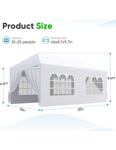Carpa Quictent 3x6m para Fiesta con Paredes Removibles