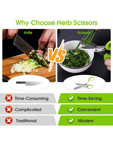 Tijeras de Hierbas HZXSDEG con 5 Cuchillas de Acero Inoxidable