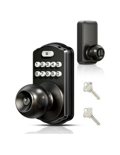 Cerradura Digital de Pomo Veise KS03, Teclado, Auto-bloqueo, Negro Mate