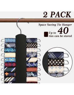 Soporte para Corbatas YYILIS 2 Paquete Madera Negro 360 2
