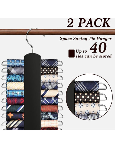 Soporte para Corbatas YYILIS 2 Paquete Madera Negro 360