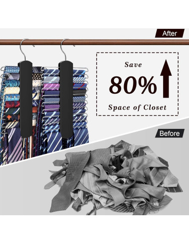 Soporte para Corbatas YYILIS 2 Paquete Madera Negro 360