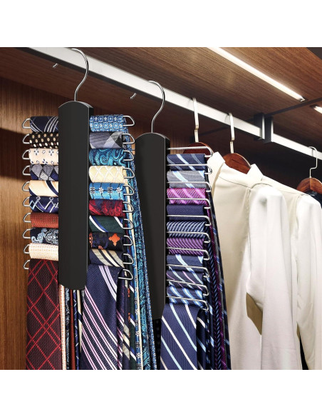 Soporte para Corbatas YYILIS 2 Paquete Madera Negro 360