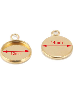 100 Piezas Bandejas de Colgante Ajuste 12mm Acero Inoxidable 2