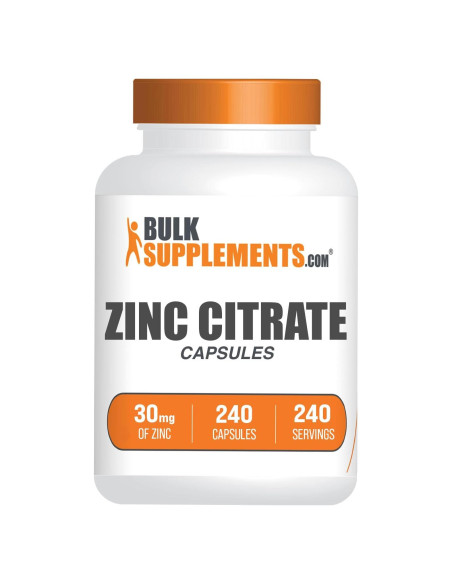 Cápsulas de Citrato de Zinc BulkSupplements 30mg 240 Conteo