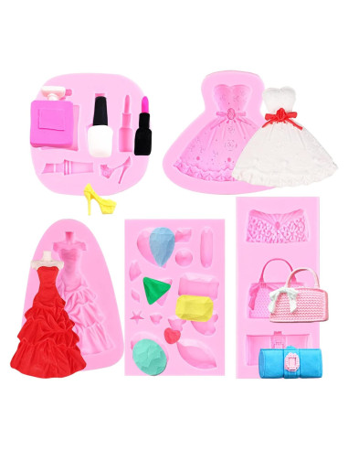 Moldes de Fondant de Silicona Muyulin - 5 Piezas para Pasteles