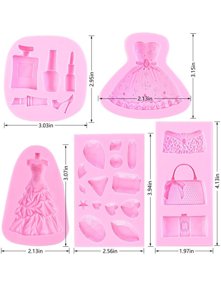 Moldes de Fondant de Silicona Muyulin - 5 Piezas para Pasteles Moldes de Fondant de Silicona Muyulin - 5 Piezas para Pasteles