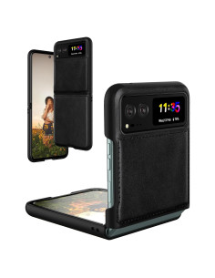 Funda de Cuero Foluu para Motorola Razr 2023 - Negro, Ultra Delgado