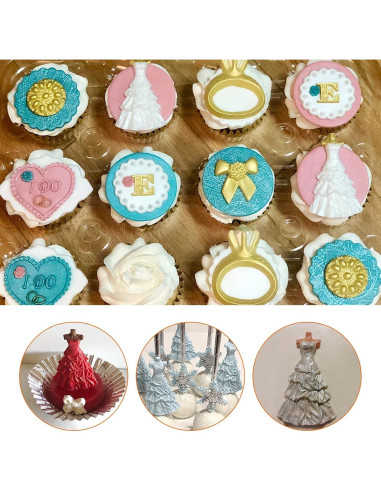 Moldes de Fondant de Silicona Muyulin - 5 Piezas para Pasteles