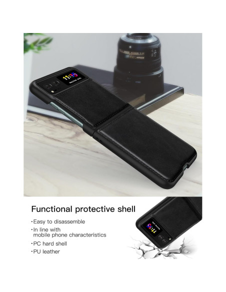 Funda de Cuero Foluu para Motorola Razr 2023 - Negro, Ultra Delgado