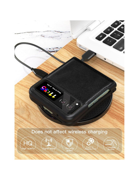 Funda de Cuero Foluu para Motorola Razr 2023 - Negro, Ultra Delgado