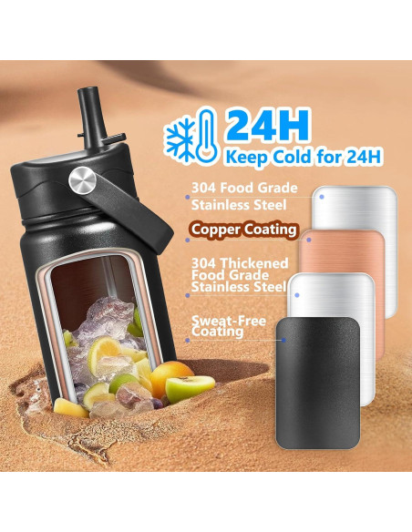 Botella de Agua Aislada EIPOSAU 24 oz Acero Inoxidable Negra Botella de Agua Aislada EIPOSAU 24 oz Acero Inoxidable Negra