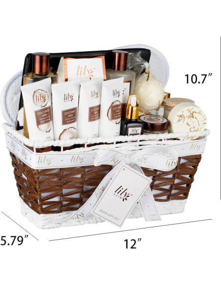 Canasta de Regalo Spa para Mujeres LILY ROY - 18 Pcs Cuidado Personal