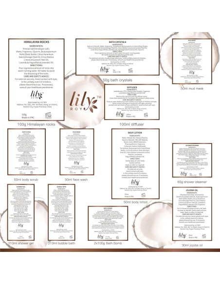 Canasta de Regalo Spa para Mujeres LILY ROY - 18 Pcs Cuidado Personal