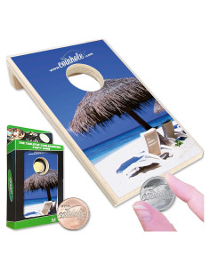 Juego de Mesa Coinhole Compacto de Madera - 2 Monedas Incluidas