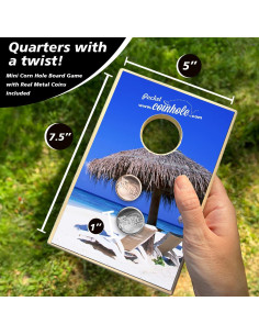 Juego de Mesa Coinhole Compacto de Madera - 2 Monedas Incluidas 2