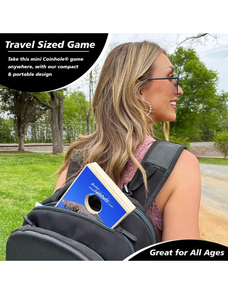 Juego de Mesa Coinhole Compacto de Madera - 2 Monedas Incluidas