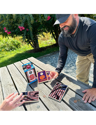 Juego de Mesa Coinhole Compacto de Madera - 2 Monedas Incluidas