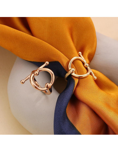 Anillo Broche de Seda Geométrico Oro Pequeño 2.59 cm Moda Mujer