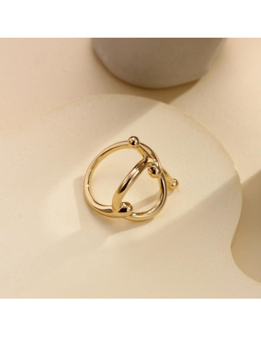 Anillo Broche de Seda Geométrico Oro Pequeño 2.59 cm Moda Mujer