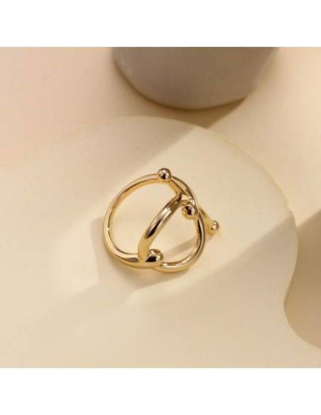 Anillo Broche de Seda Geométrico Oro Pequeño 2.59 cm Moda Mujer