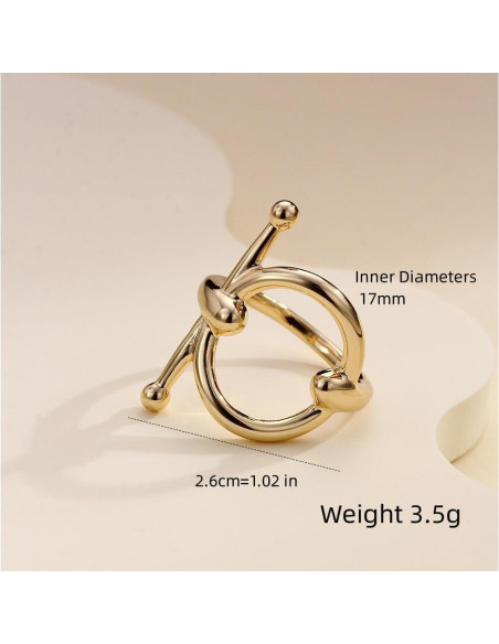 Anillo Broche de Seda Geométrico Oro Pequeño 2.59 cm Moda Mujer