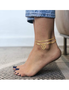 Pulsera de Tobillo Iniciales YANODA 14K Oro para Mujeres 2