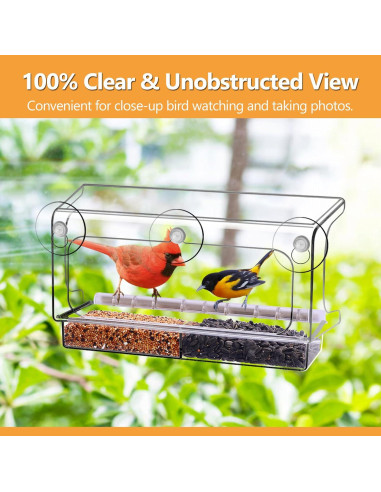Comedero para Aves LUJII de Ventana Transparente 4 Tazas
