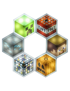 Luz Hexagonal LED Paladone Minecraft - 6 Piezas, Control Remoto