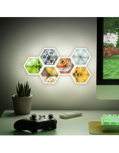 Luz Hexagonal LED Paladone Minecraft - 6 Piezas, Control Remoto 2