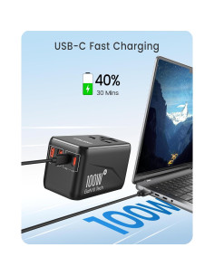 Adaptador de Viaje Universal LENCENT 100W Carga Rápida USB-C 2
