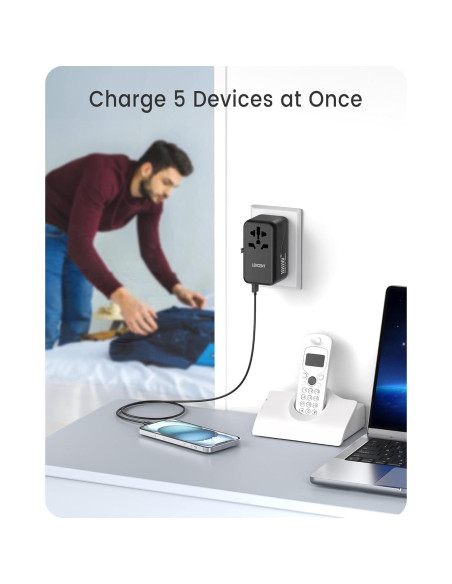 Adaptador de Viaje Universal LENCENT 100W Carga Rápida USB-C