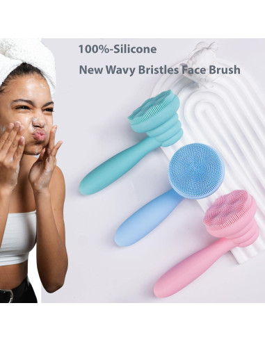 2 Cepillos Faciales de Silicona MtBoi Exfoliantes para Piel Sensible