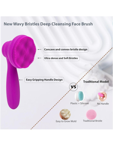 2 Cepillos Faciales de Silicona MtBoi Exfoliantes para Piel Sensible