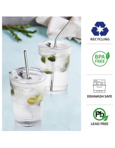 Juego de 2 Vasos de Acrílico RÉALWAY 16 Oz Reutilizables 2