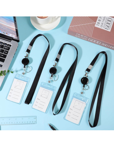 Paquete de 3 Lanyards BESARME con Clip Retráctil y Fundas