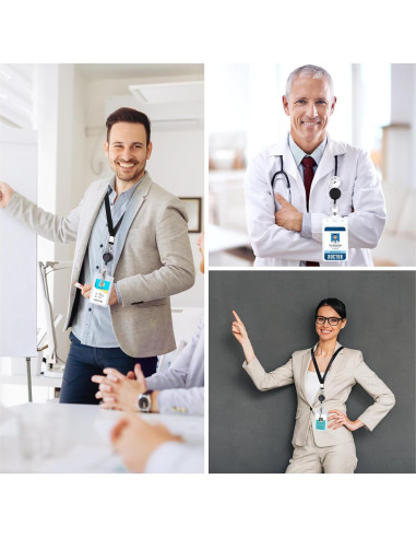 Paquete de 3 Lanyards BESARME con Clip Retráctil y Fundas