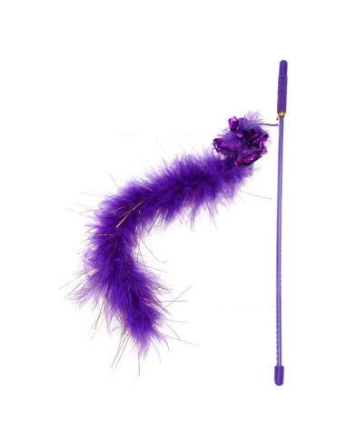 Juguete Interactivo para Gatos Baolaili - Varita con Plumas Morada