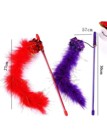 Juguete Interactivo para Gatos Baolaili - Varita con Plumas Morada