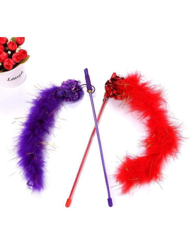 Juguete Interactivo para Gatos Baolaili - Varita con Plumas Morada