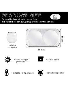 Protector Solar Plegable para Parabrisas Auto Povtii 73.66x149.86cm 2