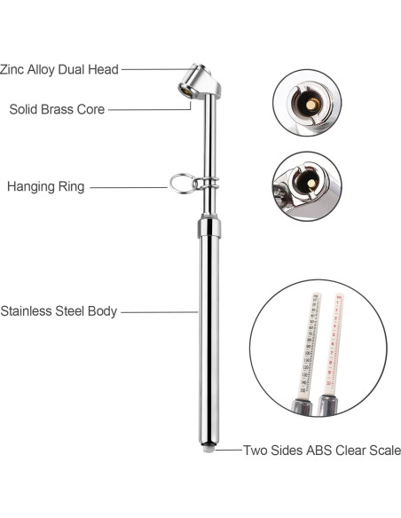 Medidor de Presión de Neumáticos ATsafepro Doble Cabeza 10-150 PSI